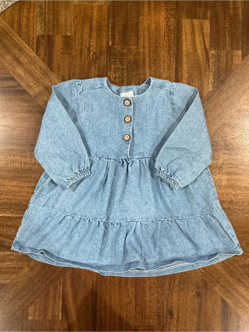 Mudpie 12-18 Months Light Blue Denim Dress with Button Front